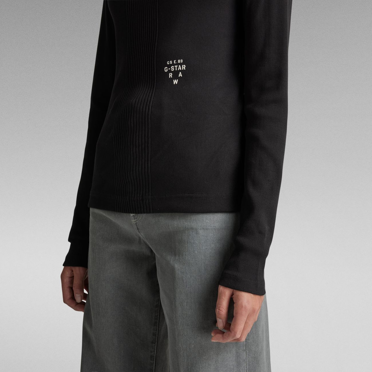 G-STAR RAW DENIM SLIM RIB BOATNECK L/S Damen Longsleeve
